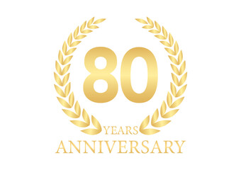 80 Years or Eighty Years Anniversary Logo. Anniversary Celebration Logo for Wedding, Birthday Party or Celebration. Vector Illustration.