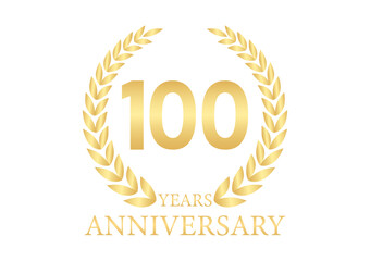 Obraz premium 100 Years or One Hundred Years Anniversary Logo. Anniversary Celebration Logo for Wedding, Birthday Party or Celebration. Vector Illustration.