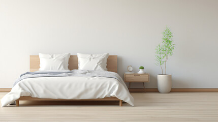 A peaceful bedroom with minimalist design promoting restful sleep and mental health.