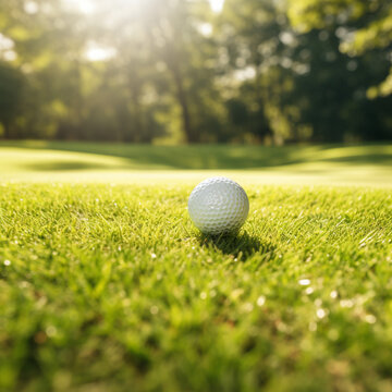 Golf ball on a golf course.