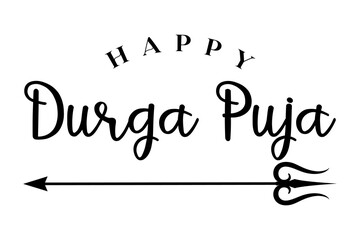 Happy Durga Puja lettering hindu festival vector illustration.