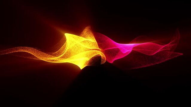  Glowing pink and gold energy from particles.  The background is abstract