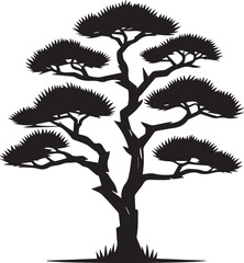 Tree silhouette editable vector illustration for logo icon isolated over white background