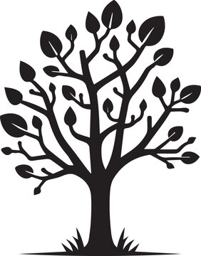 Tree silhouette editable vector illustration for logo icon isolated over white background