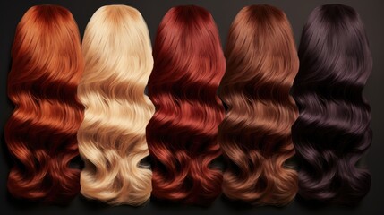 Fototapeta premium Hair color palette with range of swatches,