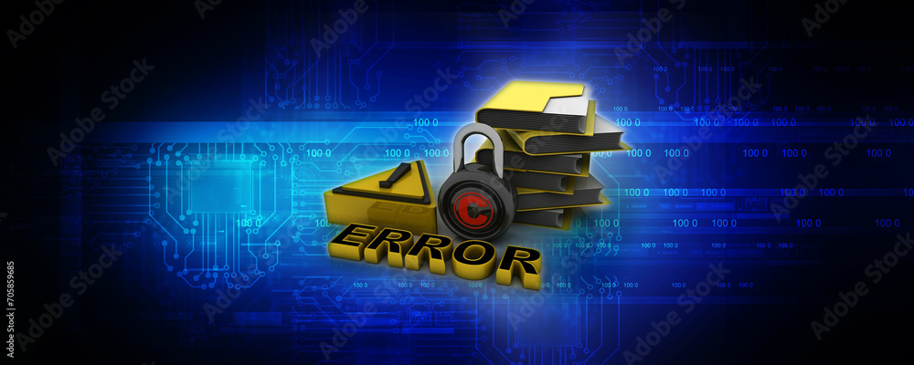 Poster 3d rendering folder protected lock