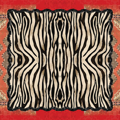 abstract vintage tiger pattern scarf design