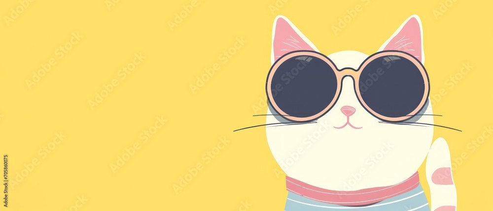 Poster a close up of a cat with sunglasses on it's face and a hand in front of it's face.