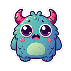 Generative AI Cute Little Monste Sticker, cute baby monster sticker, cool little monster stickers, lovely Little baby monster Sticker, adorable little monster stickers, adorable baby monster stickers