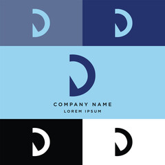 D letter logo template vector with color palette, suitable for company logo and other