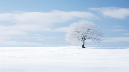 Fototapeta na wymiar A snowy landscape with vast negative space.