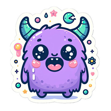 Generative AI Cute Little Monste Sticker, cute baby monster sticker, cool little monster stickers, lovely Little baby monster Sticker, adorable little monster stickers, adorable baby monster stickers