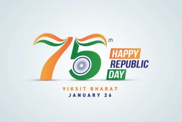 Foto op Plexiglas Happy 75th Republic day of India vector Template Illustration design. © DOERS