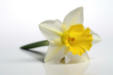 isolated daffodil on white. Generative AI