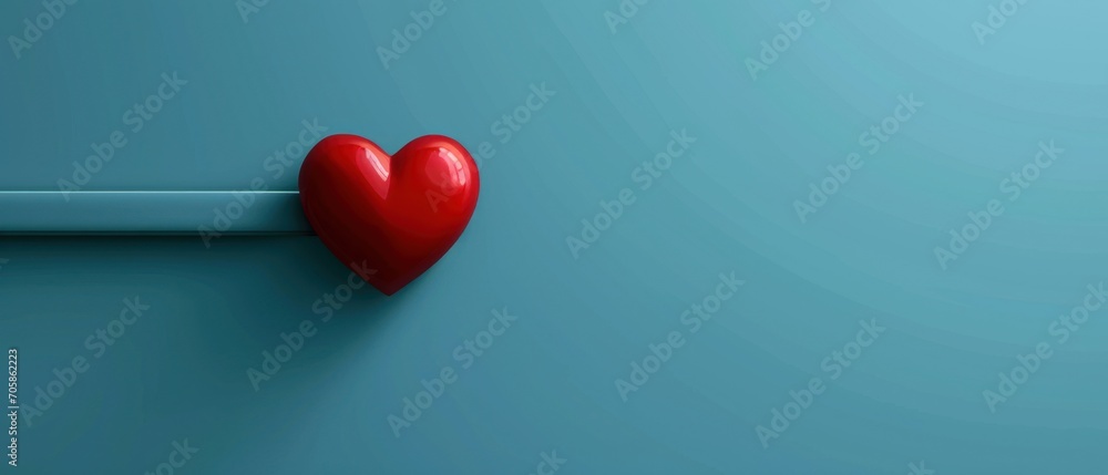 Aufkleber a red heart-shaped object on a blue surface, creating a vivid contrast between the two colors the he