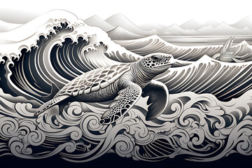 Art of polynesian background create by AI generated