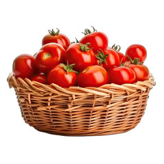 basket containing tomatoes. vegetables, cooking ingredients isolated on transparent background