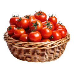 basket containing tomatoes. vegetables, cooking ingredients isolated on transparent background