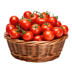 basket containing tomatoes. vegetables, cooking ingredients isolated on transparent background