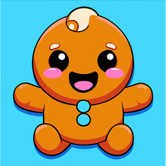Gingerbread man. Christmas icon. Holiday winter symbols. Festive treats. New year cookies, sweets. Vector illustration.