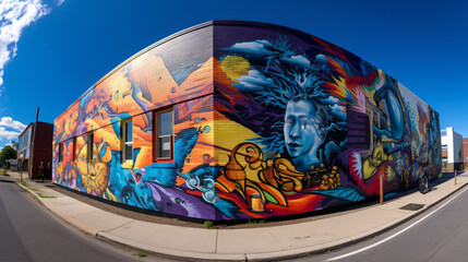 A vibrant community mural celebrating mental health awareness and diversity.