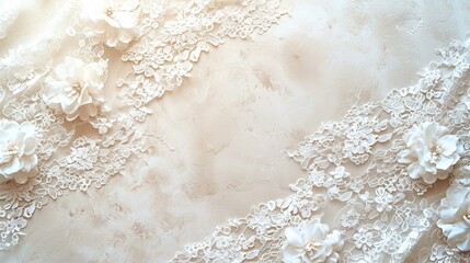 Delicate white lace patterns on a textured background, providing an elegant and feminine backdrop for the designer's banner work. [Lace elegance]