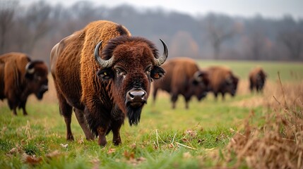 highland cow in the field - obrazy, fototapety, plakaty