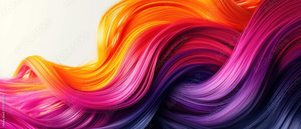 Poster a close up of a multicolored hair with a white background that looks like it has a wavy pattern on t
