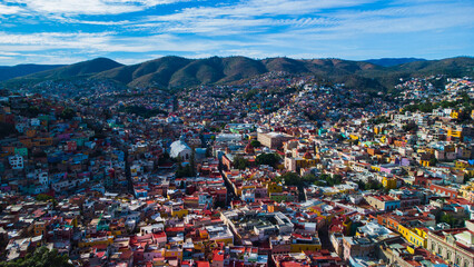 Aerial view of Guanajuato City, a city full of tourist attractions