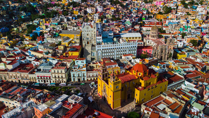 Aerial view of Guanajuato City, a city full of tourist attractions