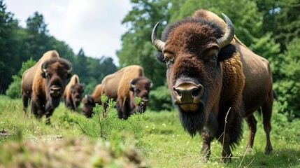 buffalo in the field - obrazy, fototapety, plakaty