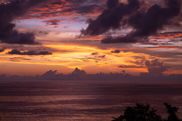 Golden sunset by the seashore in Thailand, Phuket. Travel to Thailand, Indian ocean, Andaman sea