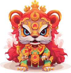 vibrant chinese new year lion dance illustration - colorful festive costume design ideal for greeting cards, event flyers, and cultural education