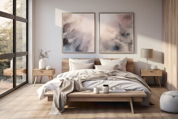 Picture a tranquil retreat in a Scandinavian-inspired modern bedroom. 