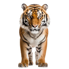 Naklejka premium Bengal Tiger frontview - ferocious, dangerous predator on transparent background