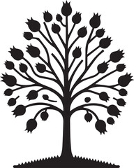 Tree silhouette editable vector illustration for logo icon isolated over white background