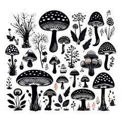 mushroom svg, mushroom png, mushroom illustration, mushroom vector, mushroom, mushroom clipart, jungle svg, forest, t shirt ,mushroom, fungus, nature, vector, food, illustration, autumn, isolated