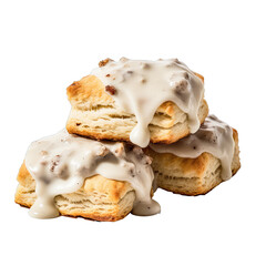 Biscuits and gravy on transparent background - obrazy, fototapety, plakaty