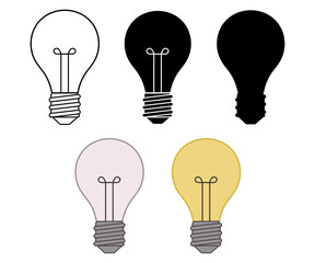 Light Bulb icon set. electricity, energy symbol or label. lightning flat design illustration