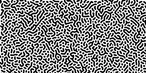 Ingelijste posters Abstract Turing organic wallpaper with background. Turing reaction diffusion monochrome seamless pattern with chaotic motion. Natural seamless line pattern. Linear design with biological shapes. © Mr John