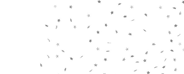 sparkles silver stars on white background with text place- Image