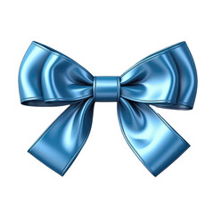 Blue bow with ribbon - gift decoration accessories on transparent background