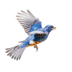 Blue Grosbeak flying, bird on transparent background