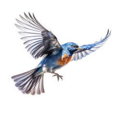Blue Grosbeak flying, bird on transparent background