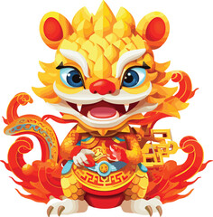 adorable cartoon of chinese new year celebration mascot - ideal for invitations, seasonal graphics, and educational illustrations