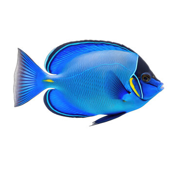 blue tang fish - tropical fish on transparent background