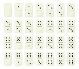 Domino game set in white on white background.