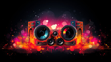 abstract music background with speakers, Ai generated image.