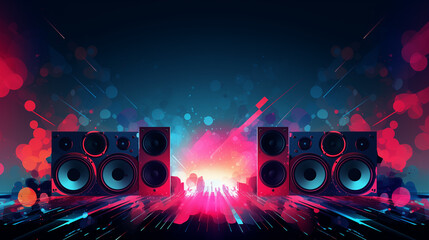 abstract music background with speakers, Ai generated image.