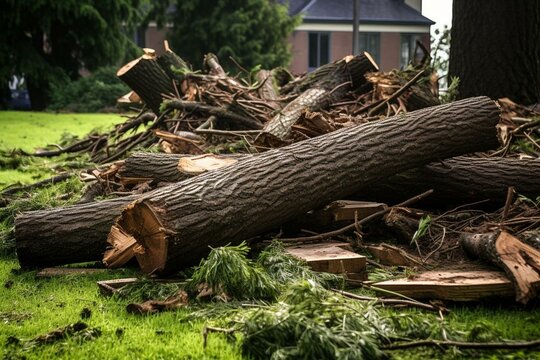 Storm damage: tree debris. Generative AI